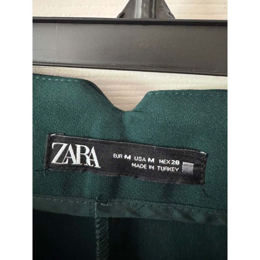 Zara Trousers Women Medium Green High Waisted Tapered Dress Pants 1608/532/529 - Picture 5 of 11